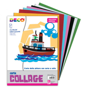 CARTA VELLUTATA ADESIVA - ALBUM 12 FOGLI CM. 35X50 - COL. ASS.