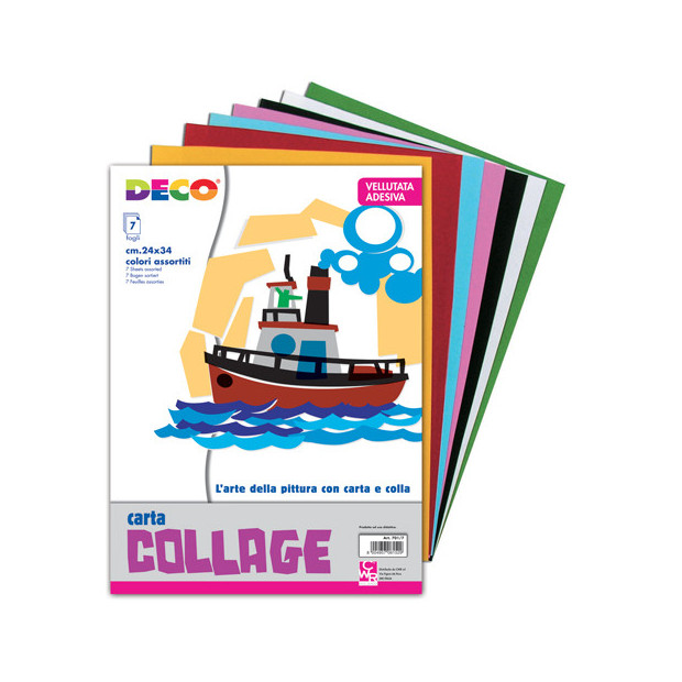 CARTA VELLUTATA ADESIVA - ALBUM 7 FOGLI CM. 24X34 - COL. ASS.