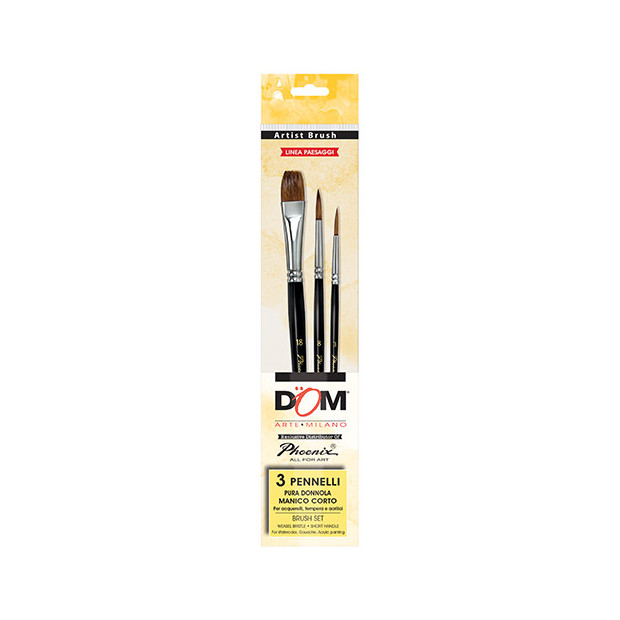 PENNELLI ACQUERELLO - CORTO - DONNOLA - SET 3 PZ "PAESAGGI"