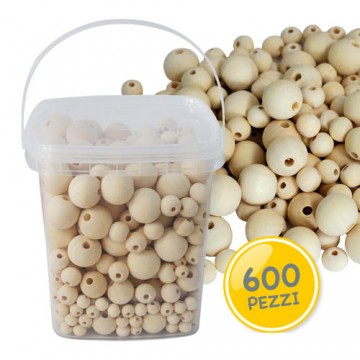 Perline Tonde in Legno in Set