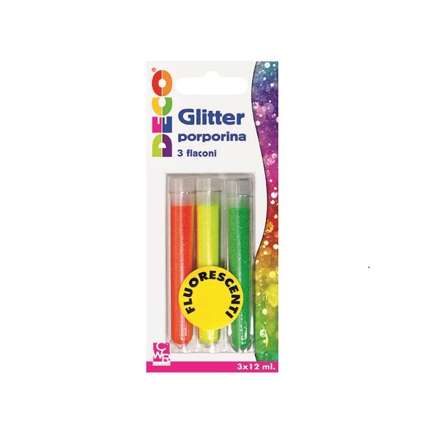 GLITTER - BLISTER 3 FLACONI - COLORI FLUO ASS.