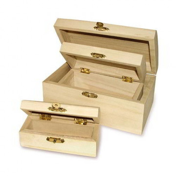 BAULETTI LEGNO CON CHIUSURA - SET 3 PZ.